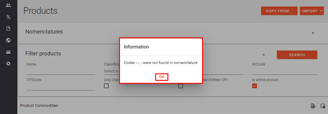 Nomenclatures - products - warning codes not found in nomenclature.png
