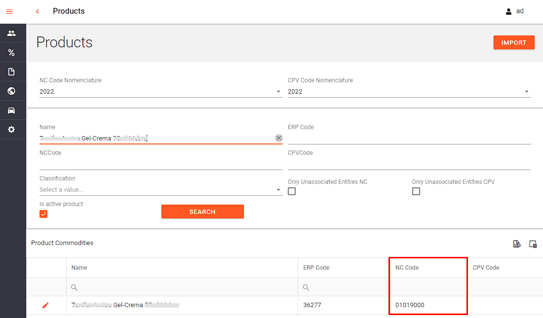37 - etransport - pagina E-transport document - sectiunea details - mapare rapida NC Code - verificare in products.png