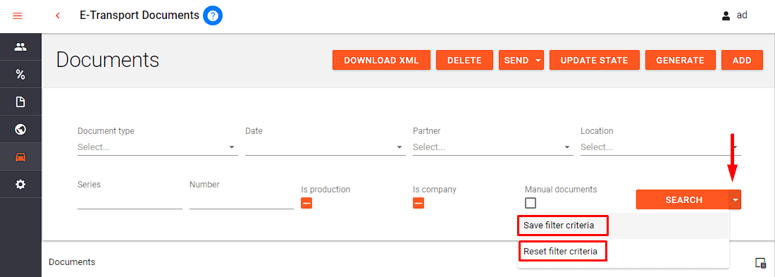 2 - etransport buton search cu save sau reset filter criteria.png