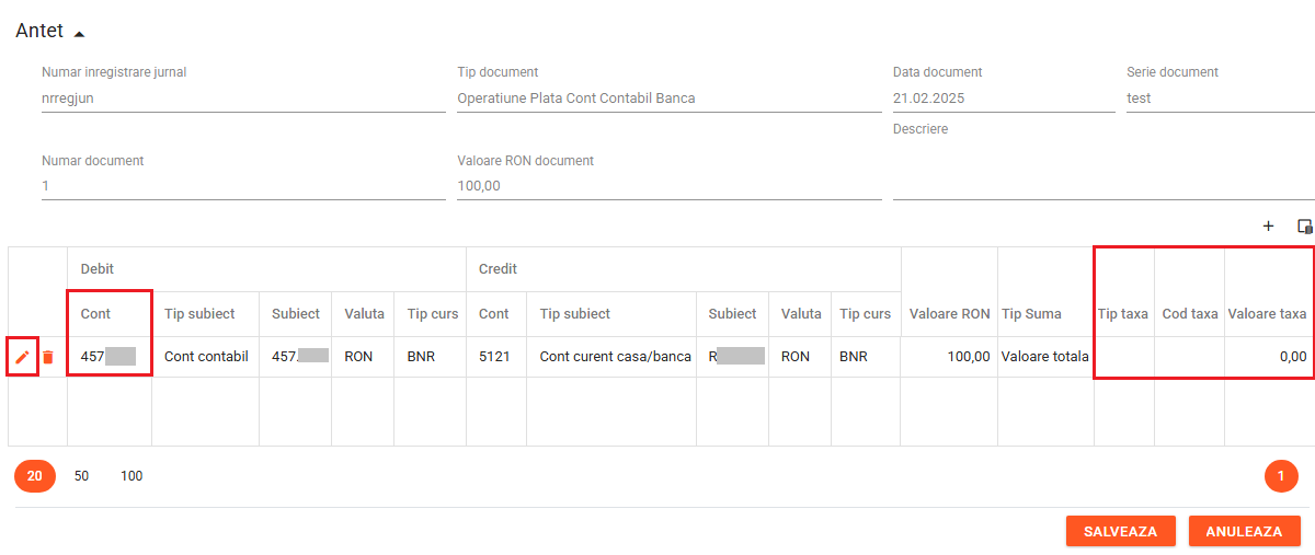 Pas asocieri taxe - completare nota contabila din meniul Contabilitate - Note contabile.png