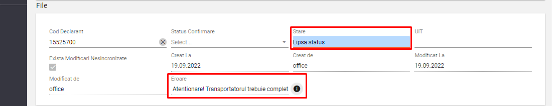 21 - etransport - pagina E-transport document - sectiunea File - exemplu valori pe campurile Stare si Eroare.png