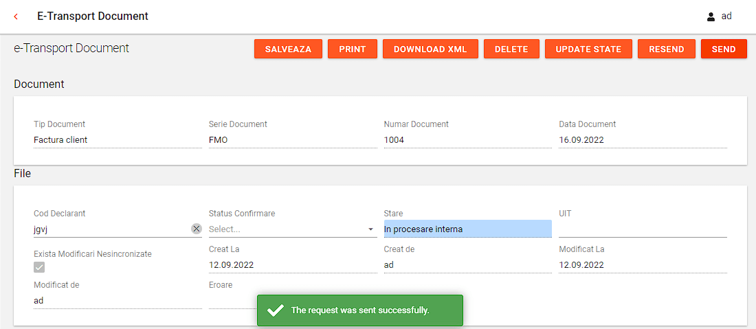 15 - etransport - Tutorial rapid - in document dupa Send mesajul The request was sent successfully.png